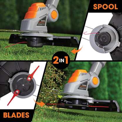 20V Cordless Strimmer, Blade & Spool Kit, 2X Batteries & Charger