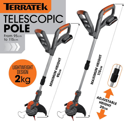 20V Cordless Strimmer, Blade & Spool Kit, 2X Batteries & Charger