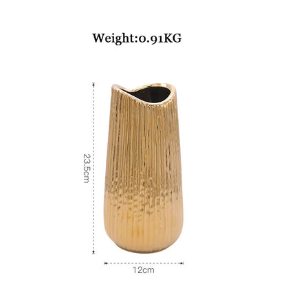 Golden Ceramic Vase Home Decor Flower Arrangement Vase Living Room Decor Modern Wedding Decoration Ceramic Vases Gifts