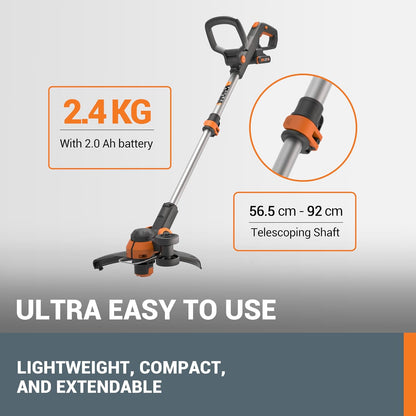 20V Cordless Grass Trimmer WG163E.2 with Fast Charger