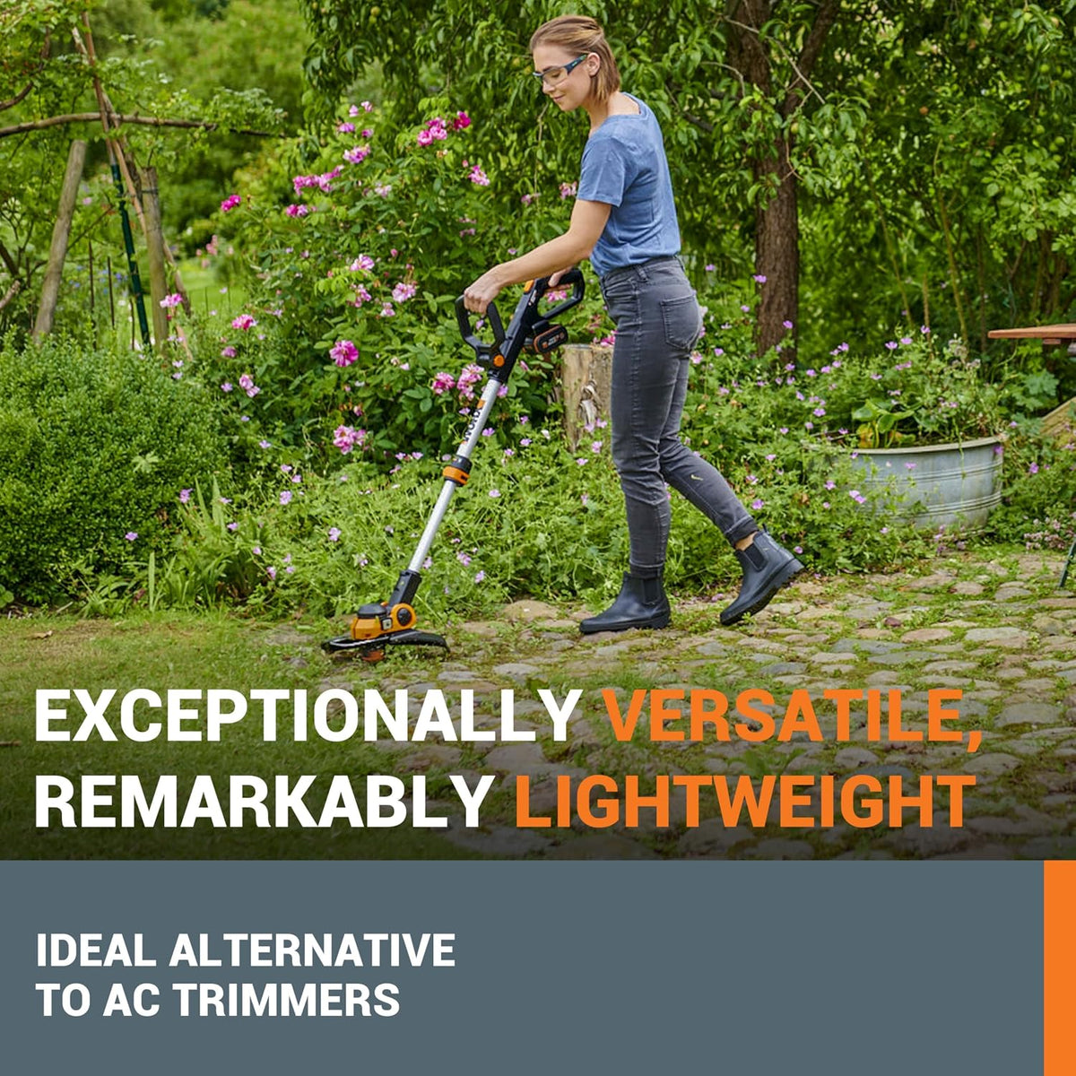 20V Cordless Grass Trimmer WG163E.2 with Fast Charger