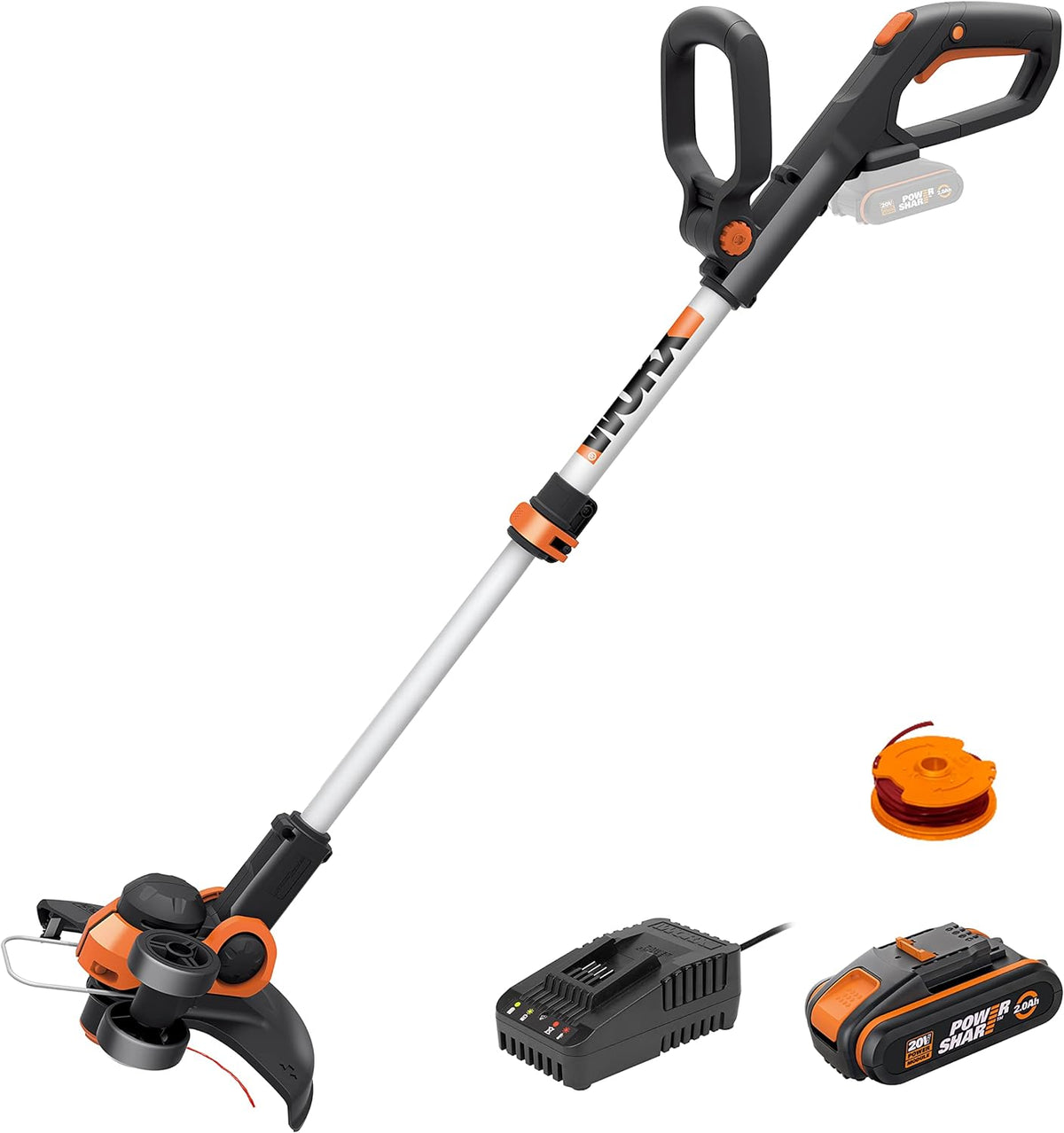 20V Cordless Grass Trimmer WG163E.2 with Fast Charger